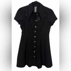 NWT Killstar Jovana Collar & Ring Mini Dress Black Goth Size XL